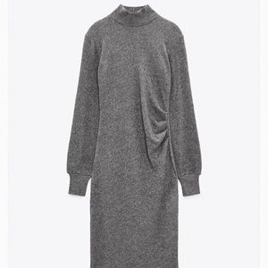 Zara grey midi soft sweater dress